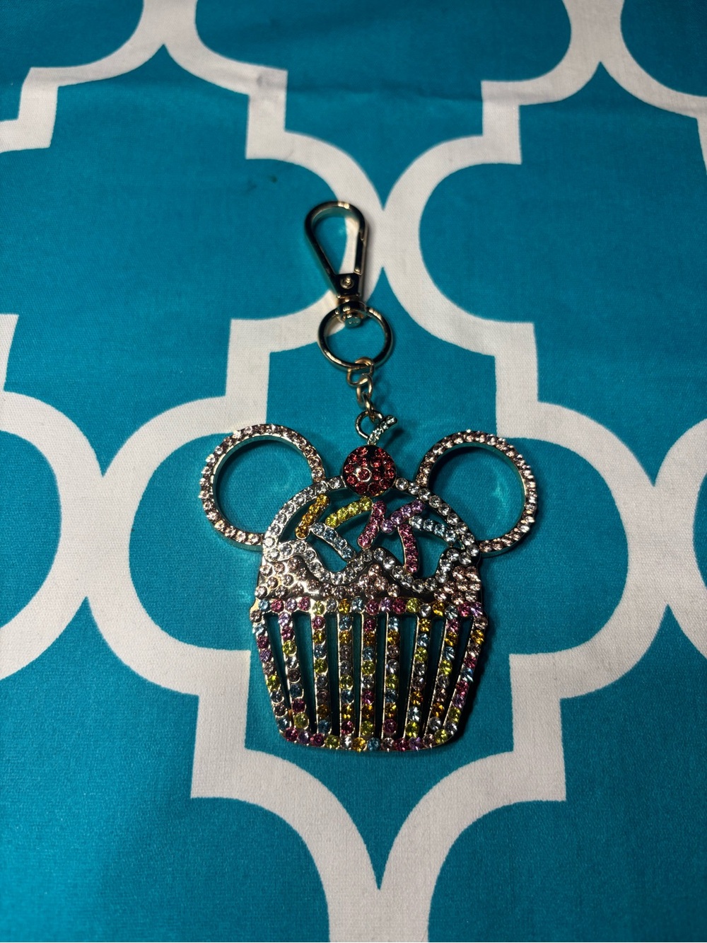 New Disney Rhinestone Multicolor Cupcake Keychain Charm - Unbranded